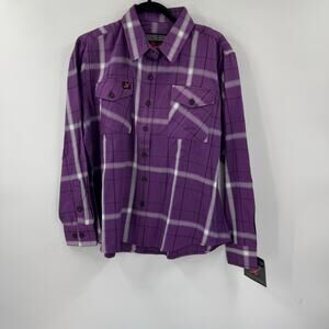 NWT Milwaukee Leather co purple plaid button down